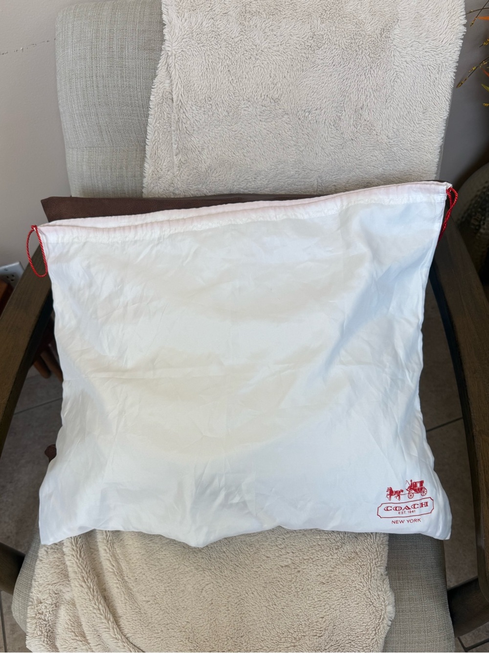 COACH White Drawstring Dust Bag  Large 23x19